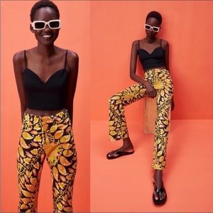 Zara 70s colorful paisley retro flare bottom pants